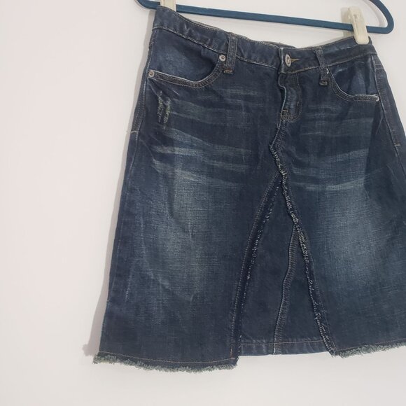 Vintage Mudd Y2K 90s Denin Jean Skirt Size 9 Distressed Boho Western Festival - Picture 3 of 9